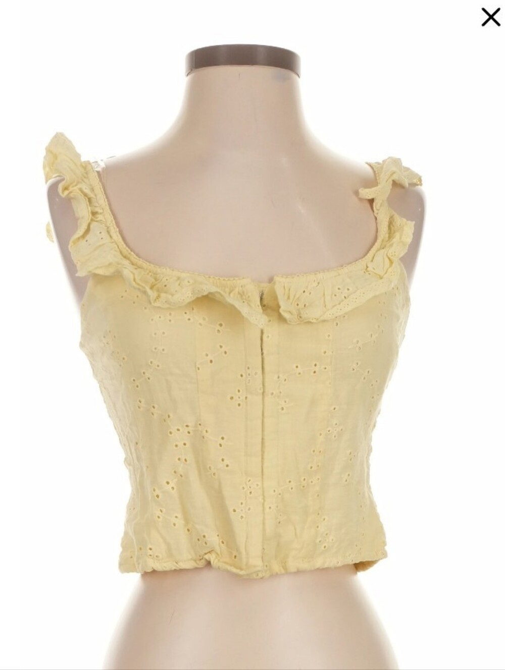 NWT XXL Light Yellow Eyelet Ruffle Crop Top